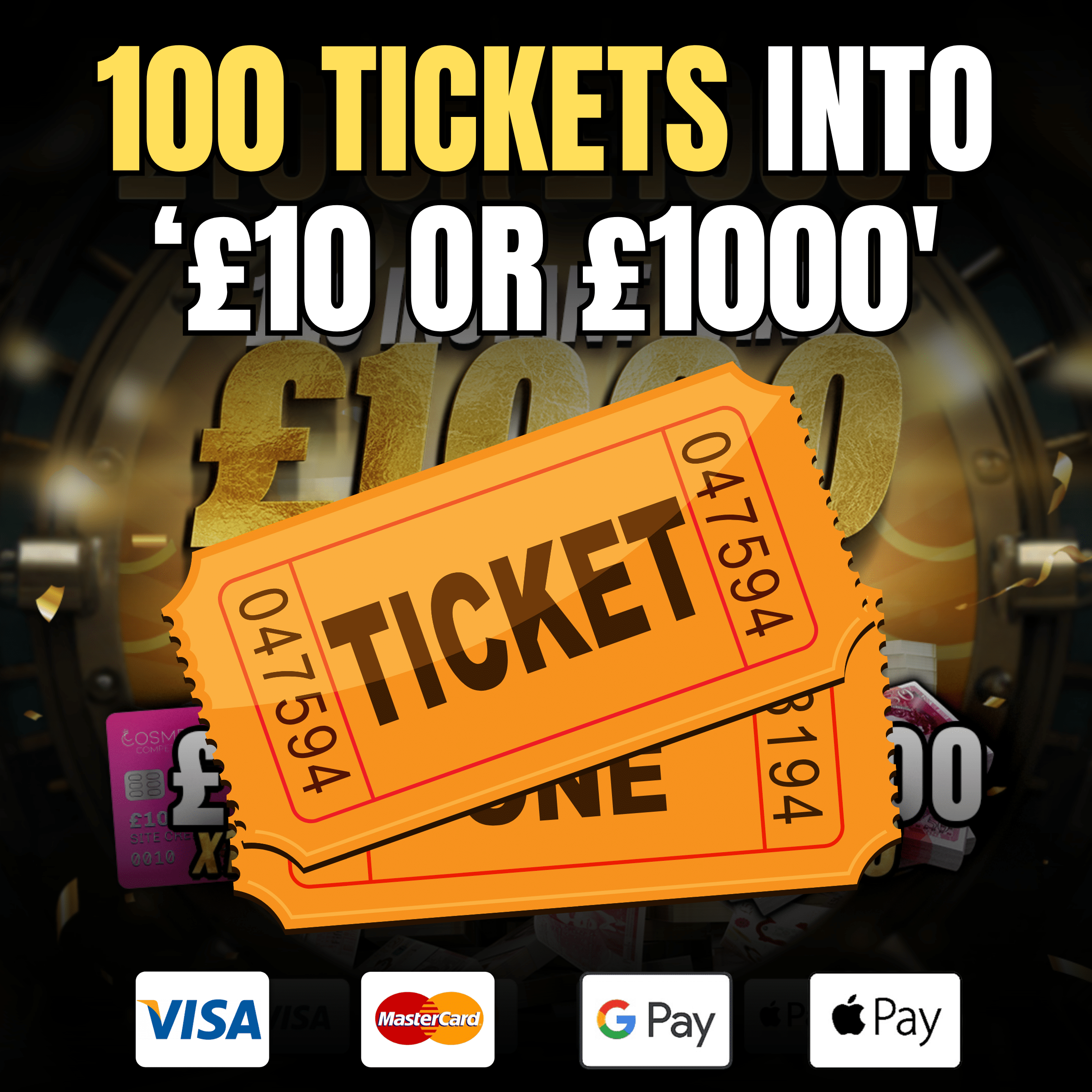 100 Tickets Into '£10 or £1000?' - Cosmetic Competitions